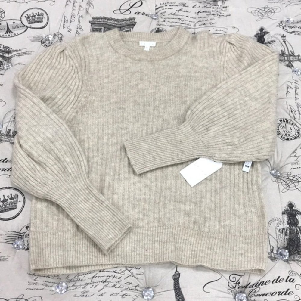 Leith Ribbed Puff Shoulder Sweater - Picture 3 of 6
